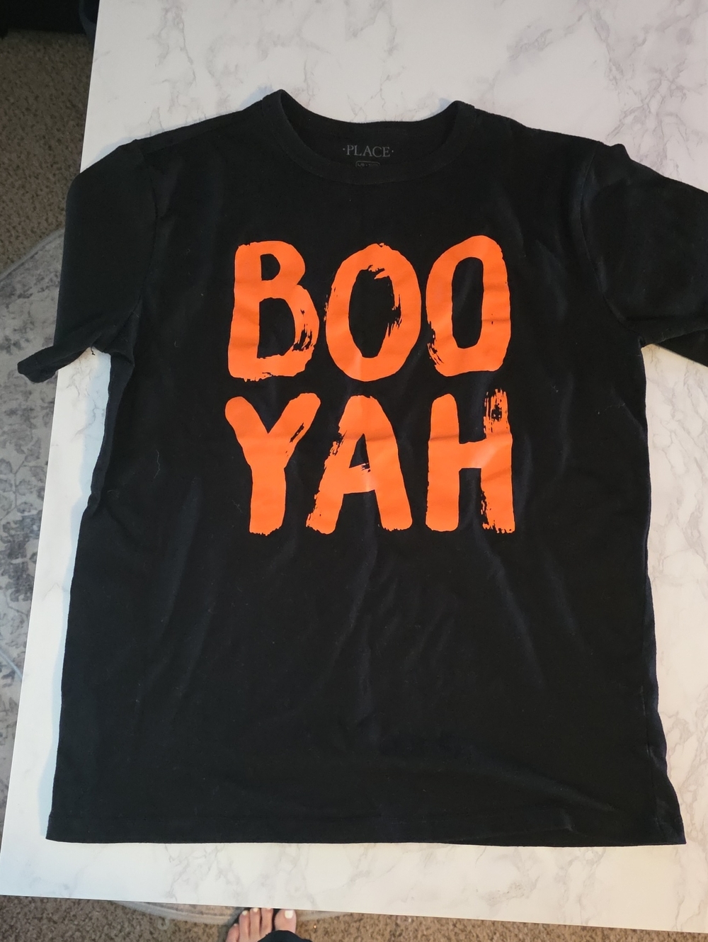 The Children's Place Black Short Sleeve Tee with Orange BOOYAH Graphic